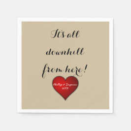 Funny Sweet Wedding Red Heart mit Namen und Jahr Serviette