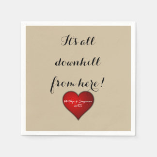 Funny Sweet Wedding Red Heart mit Namen und Jahr Serviette