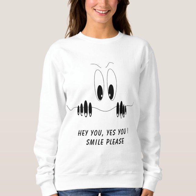 Funny Sweshirt mit Neugier Augen - Lächeln Sweatshirt (Vorderseite)