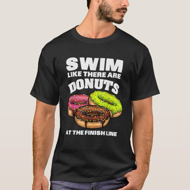 Funny Swimming Donut Design Männer Frauen Schwimme T-Shirt (Vorderseite)