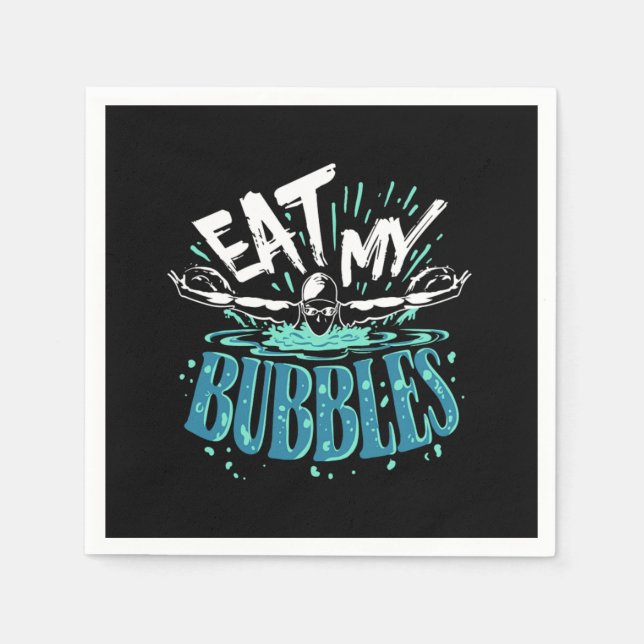 Funny Swimming Eat My Bubbles Swim Swimmer Serviette (Vorderseite)