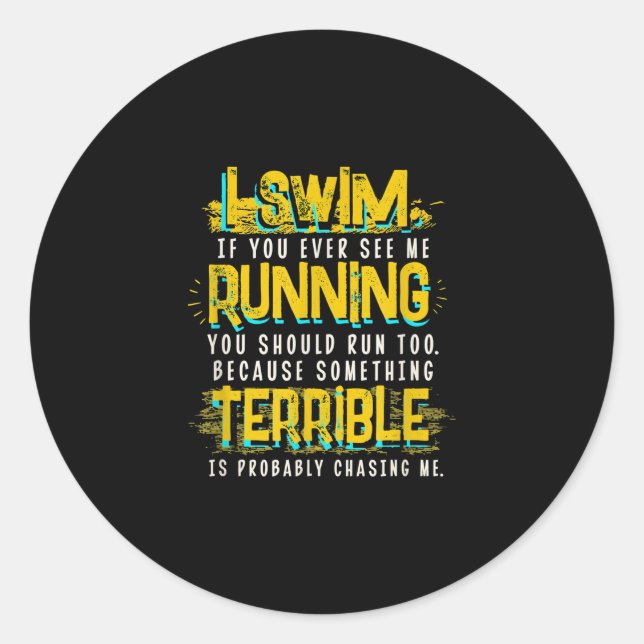 Funny Swimming Geschenk für das Baden Runder Aufkleber (Vorderseite)
