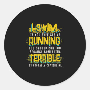 Funny Swimming Geschenk für das Baden Runder Aufkleber