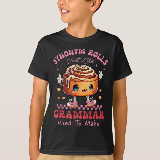 Funny Synonym Rolls Joke Cinnamon Rolls Grammar Pu T-Shirt (Vorderseite)