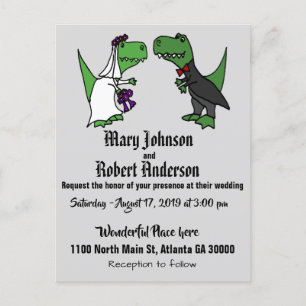 Funny T-rex Braut und Groom Hochzeit Einladung