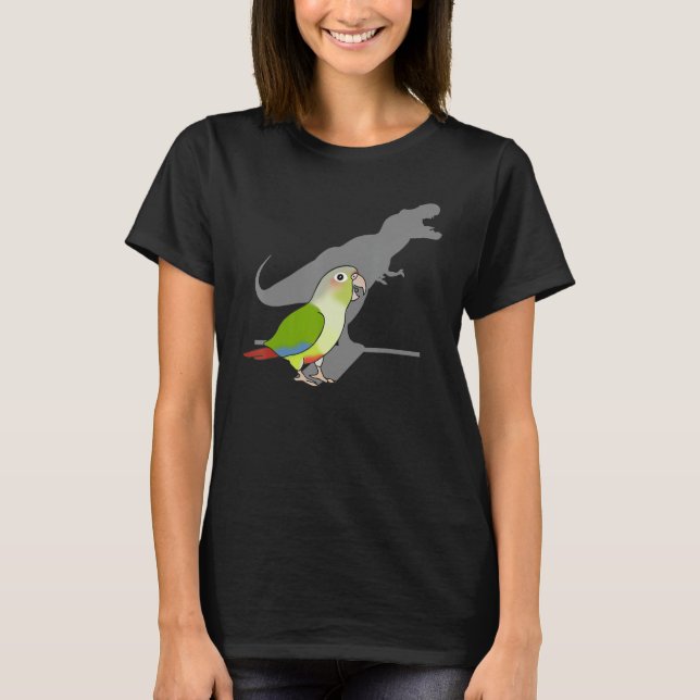 Funny T-rex Cinnamon Conure, Dinosaur Parrot, Birb T-Shirt (Vorderseite)