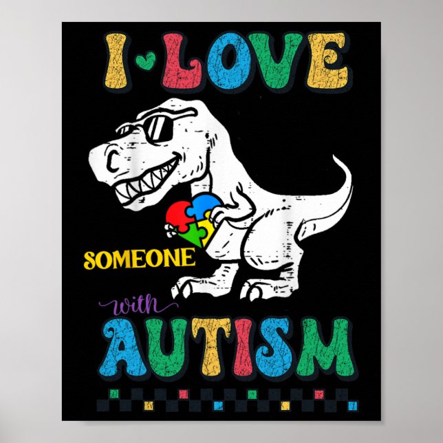 Funny T.rex Dino Dinosaur I Liebe Jemand mit Auti Poster (Vorne)
