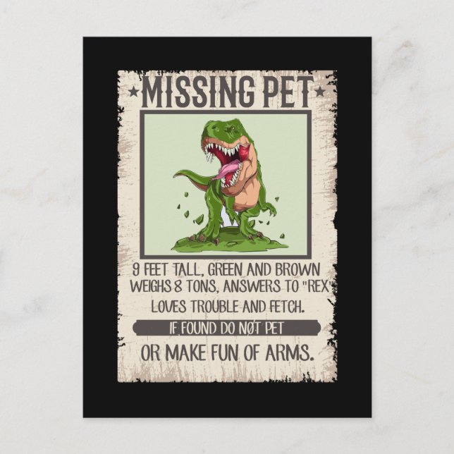 Funny T-Rex Dino Pet Dinosaur Joke Postkarte (Vorderseite)