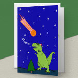 Funny T-Rex Dinosaur Asteroid geklappte Ferienkart Feiertagskarte<br><div class="desc">Die Weihnachtskarte mit einem großen schwarzen Trex,  der einen apokalyptischen Asteroiden als Santa-Claus verwechselt</div>