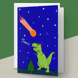 Funny T-Rex Dinosaur Asteroid geklappte Ferienkart Feiertagskarte