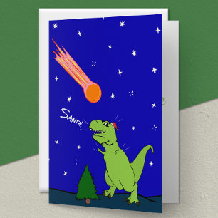 Funny T-Rex Dinosaur Asteroid geklappte Ferienkart Feiertagskarte