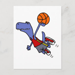 Funny T-rex Dinosaur Basketball spielen Postkarte