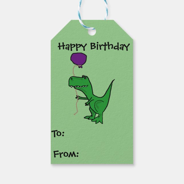 Funny T-rex Dinosaur Geburtstagsgeschenk Tag Geschenkanhänger (Rückseite)