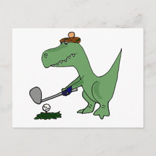 Funny T-Rex Dinosaur Golf spielen Postkarte