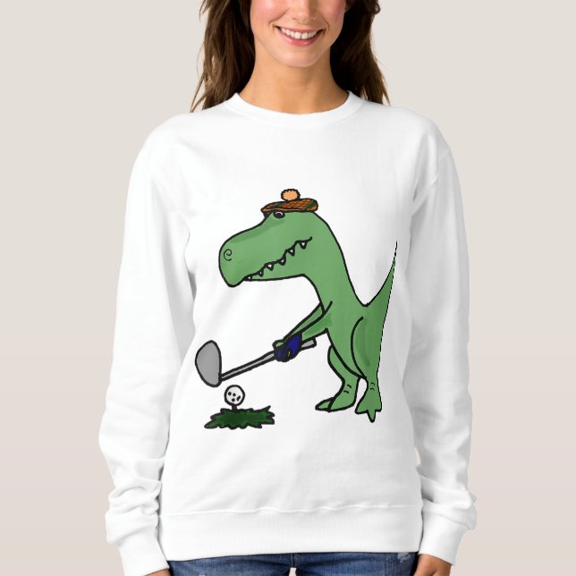 Funny T Rex Dinosaur Golf spielen Sweatshirt (Vorderseite)