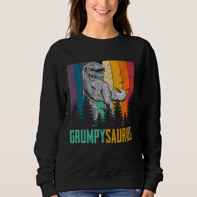 Funny T Rex Dinosaur Grumpy Saurus Familienväter Sweatshirt (Vorderseite)