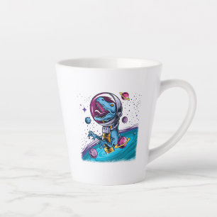 Funny T-Rex Dinosaur im Weltraum Milchtasse