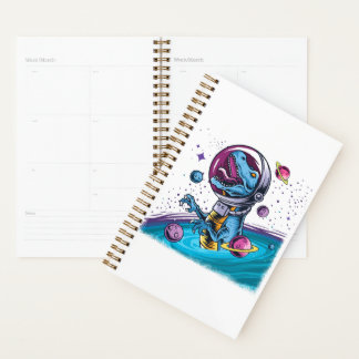 Funny T-Rex Dinosaur im Weltraum Planer