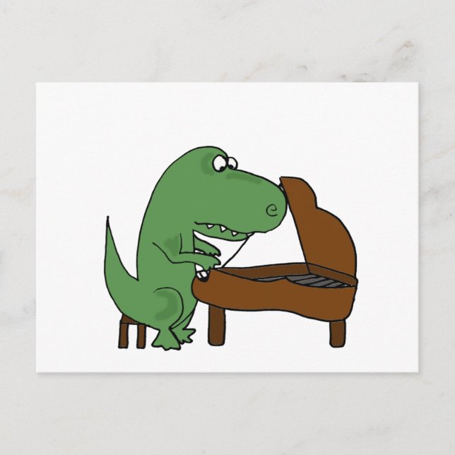 Funny T-Rex Dinosaur Klavier spielen Postkarte (Vorderseite)