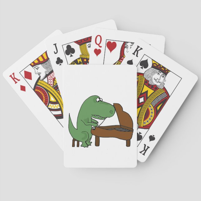 Funny T-Rex Dinosaur Klavier spielen Spielkarten (Rückseite)