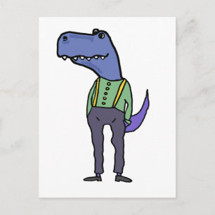 Funny T-rex Dinosaur mit Suspendern Postkarte