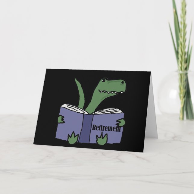 Funny T-rex Dinosaur Reading Retirement Book Karte (Vorderseite)