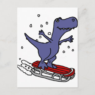 Funny T-rex Dinosaur Rodelbahn Cartoon Postkarte