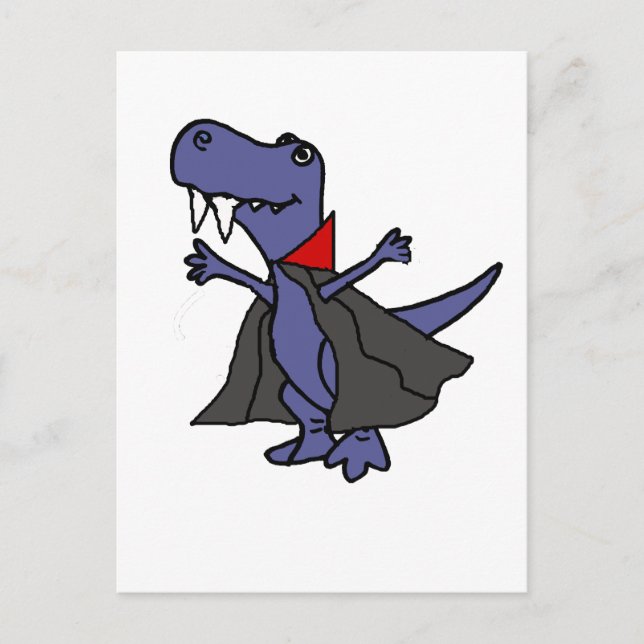 Funny T-rex Dinosaur Vampire Cartoon Postkarte (Vorderseite)