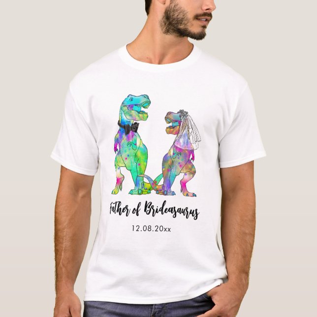 Funny T-Rex Dinosaur Vater von Brideasaurus T-Shirt (Vorderseite)