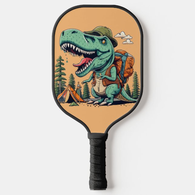 Funny T-rex Dinosaur Wandern Abstrakt Pickleball Schläger (Vorderseite)