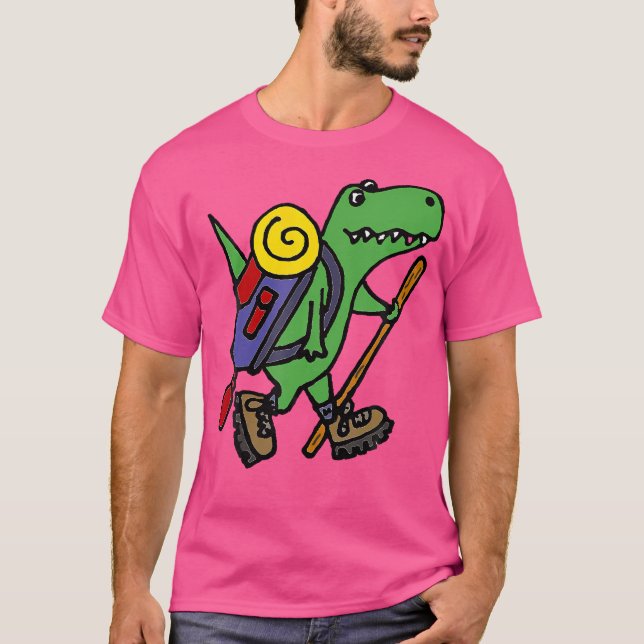 Funny T-Rex Dinosaur Wandern T-Shirt (Vorderseite)