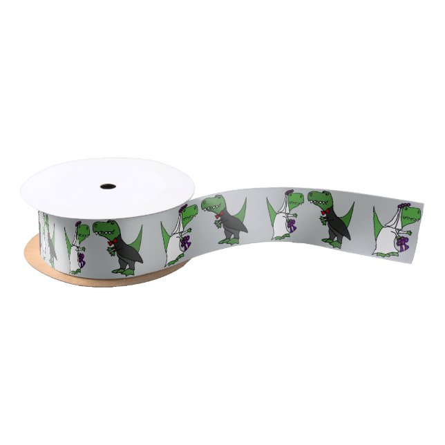 Funny T-rex Dinosaur Wedding Ribbon Satinband (Spule)