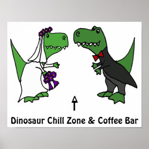 Funny T-rex Dinosaurier Bride und Groom Poster