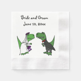 Funny T-rex Dinosaurier Bride und Groom Wedding Ar Serviette