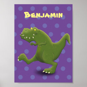 Funny t rex Dinosaurier Cartoon Illustration Poster