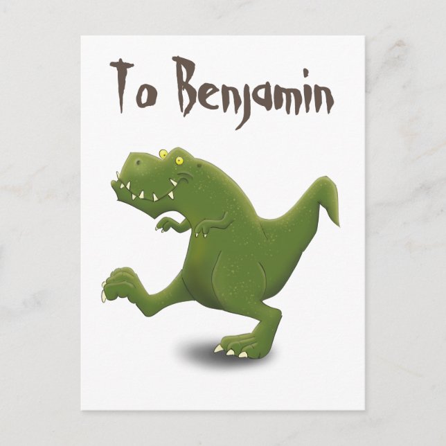 Funny t rex Dinosaurier Cartoon Illustration Postkarte (Vorderseite)
