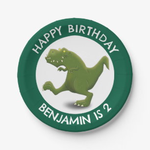 Funny t rex Dinosaurier Cartoon personalisiert Pappteller