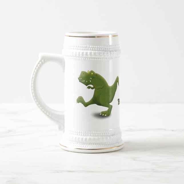 Funny T rex dinosaurier Cartoon Spaß Bierglas (Links)