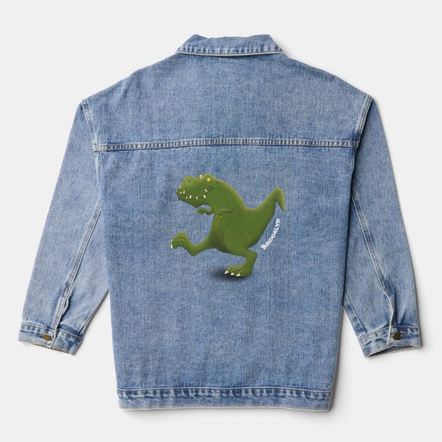 Funny T rex dinosaurier Cartoon Spaß Jeansjacke (Rückseite)