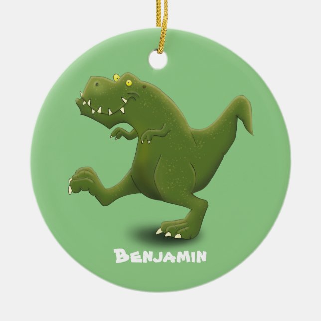 Funny T rex dinosaurier Cartoon Spaß Keramik Ornament (Vorne)