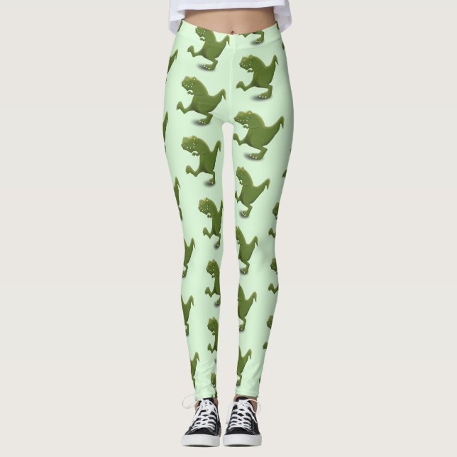 Funny T rex dinosaurier Cartoon Spaß Leggings (Vorderseite)