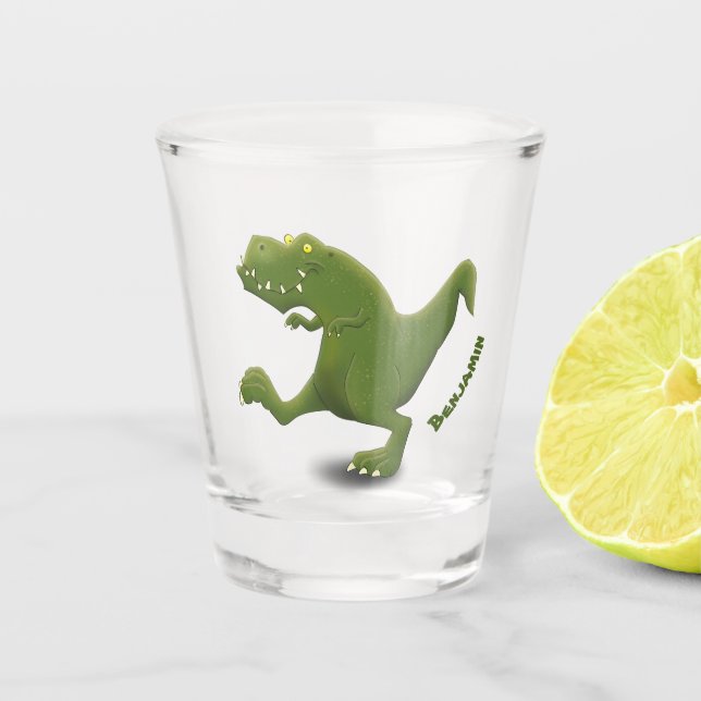 Funny T rex dinosaurier Cartoon Spaß Schnapsglas (Vorderseite)