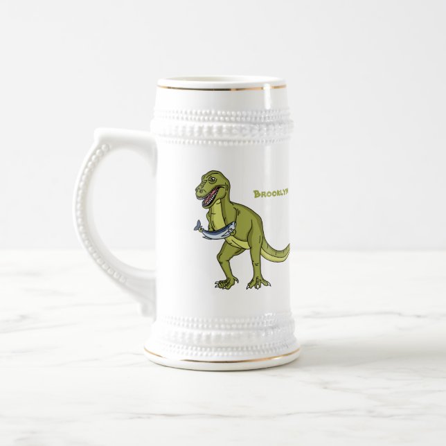 Funny T rex dinosaurier Illustration Bierglas (Links)
