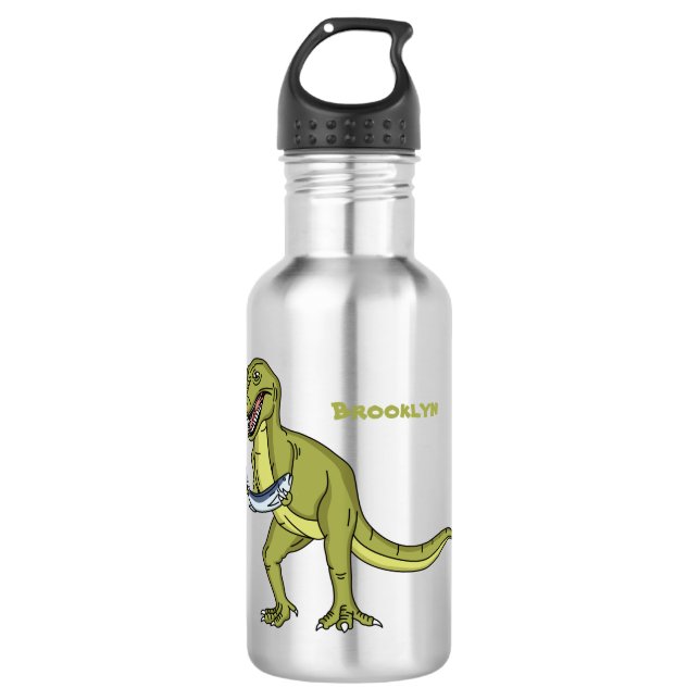 Funny T rex dinosaurier Illustration Edelstahlflasche (Vorderseite)