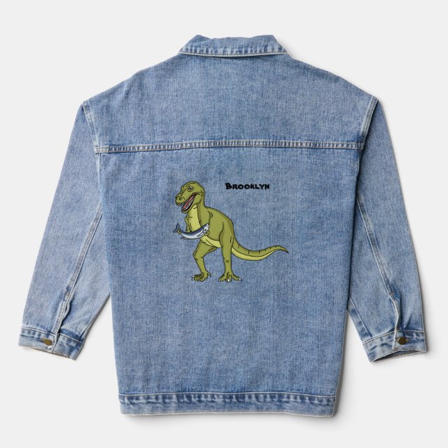 Funny T rex dinosaurier Illustration Jeansjacke (Rückseite)