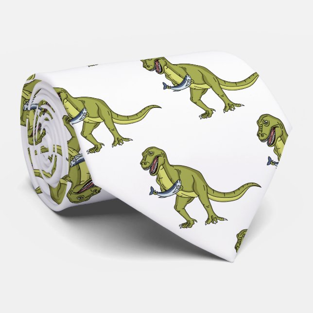 Funny T rex dinosaurier Illustration Krawatte (Gerollt)
