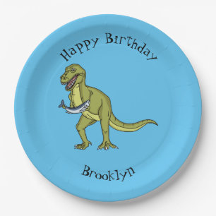Funny T rex dinosaurier Illustration Pappteller