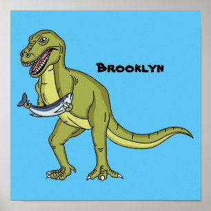 Funny T rex dinosaurier Illustration Poster