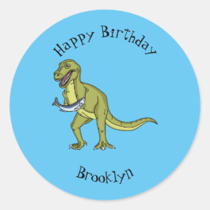 Funny T rex dinosaurier Illustration Runder Aufkleber