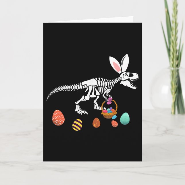 Funny T Rex Easter Skeleton Bunny Sket Egg Hunt Ea Karte (Vorderseite)